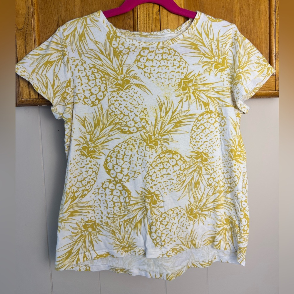 Old Navy Pineapple Softest Tee, yellow & white, Girl’s L (10-12)